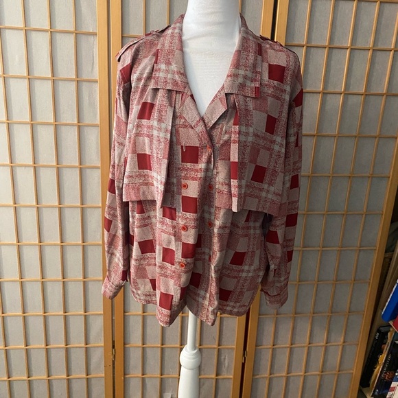 Vintage 80s 90s Jac Dale Womens 10 / 40 Top Button Down Plaid Red Shirt - Picture 2 of 7